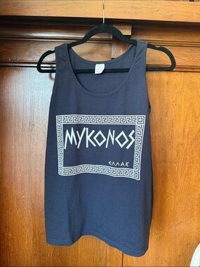 Vintage Mykonos Navy Graphic Tank Top